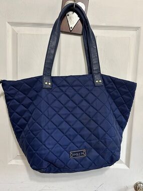 Olivia + Joy Quilted Navy Tote with Double Handles